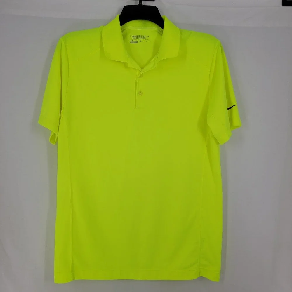 Nike Golf Tour Performance Dri-Fit Polo Shirt Collared Neon Yellow Men's Medium - Picture 1 of 10